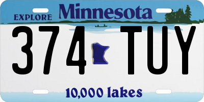 MN license plate 374TUY