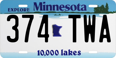 MN license plate 374TWA