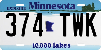 MN license plate 374TWK