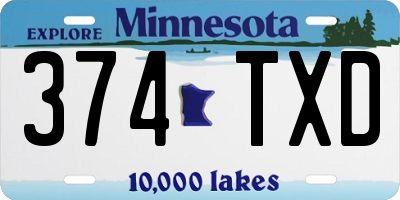 MN license plate 374TXD