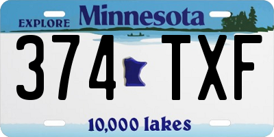 MN license plate 374TXF