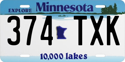 MN license plate 374TXK
