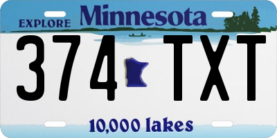 MN license plate 374TXT