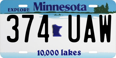 MN license plate 374UAW
