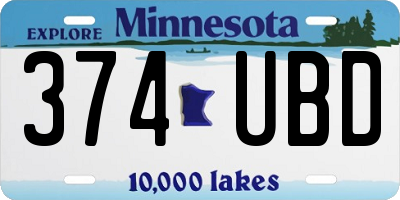 MN license plate 374UBD