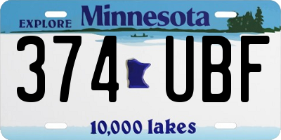 MN license plate 374UBF