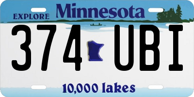 MN license plate 374UBI