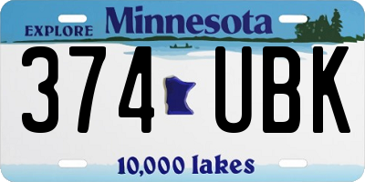 MN license plate 374UBK