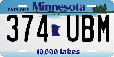 MN license plate 374UBM
