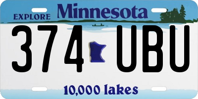 MN license plate 374UBU