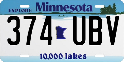 MN license plate 374UBV