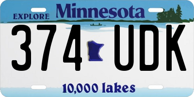 MN license plate 374UDK