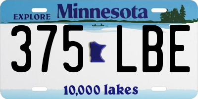 MN license plate 375LBE