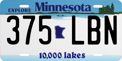 MN license plate 375LBN