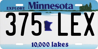 MN license plate 375LEX
