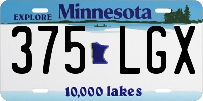 MN license plate 375LGX
