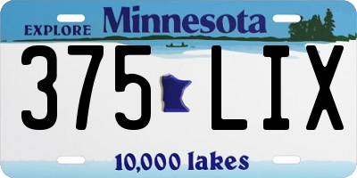 MN license plate 375LIX