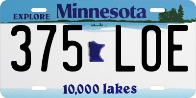 MN license plate 375LOE