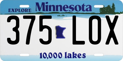 MN license plate 375LOX