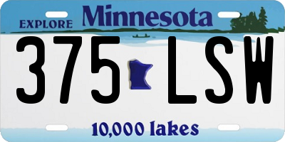 MN license plate 375LSW