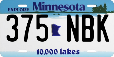MN license plate 375NBK