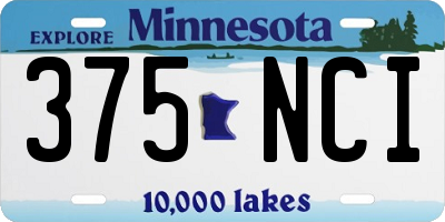 MN license plate 375NCI