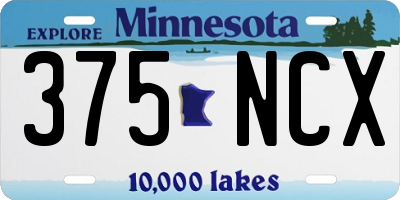 MN license plate 375NCX