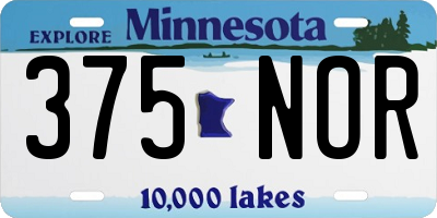 MN license plate 375NOR