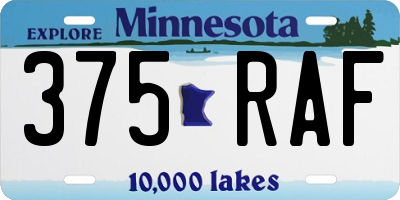 MN license plate 375RAF