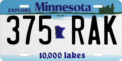 MN license plate 375RAK