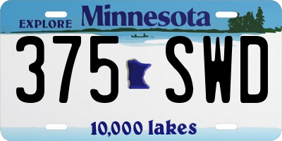 MN license plate 375SWD