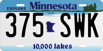 MN license plate 375SWK