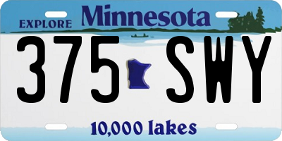 MN license plate 375SWY