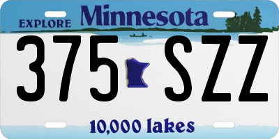 MN license plate 375SZZ