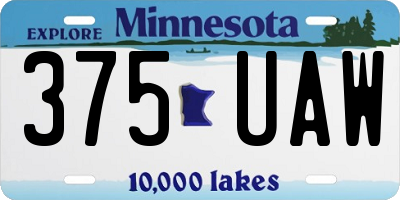 MN license plate 375UAW