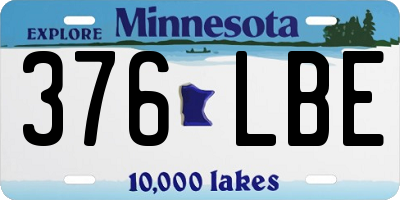 MN license plate 376LBE