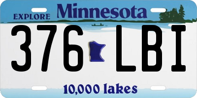 MN license plate 376LBI