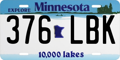 MN license plate 376LBK