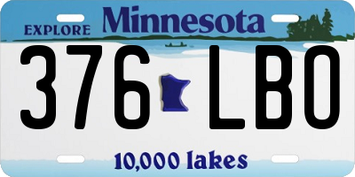 MN license plate 376LBO