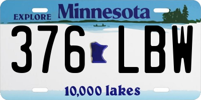 MN license plate 376LBW