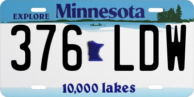 MN license plate 376LDW