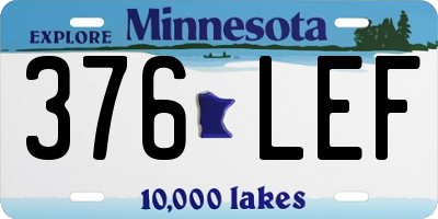 MN license plate 376LEF