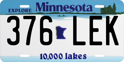 MN license plate 376LEK