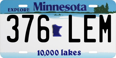MN license plate 376LEM