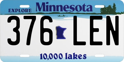 MN license plate 376LEN