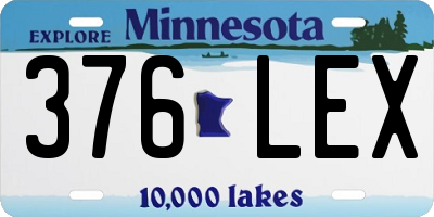 MN license plate 376LEX