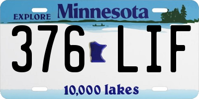 MN license plate 376LIF