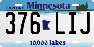 MN license plate 376LIJ