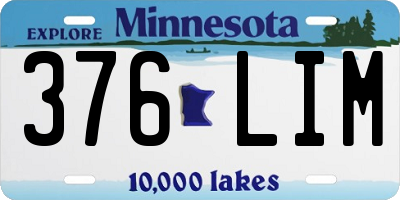 MN license plate 376LIM