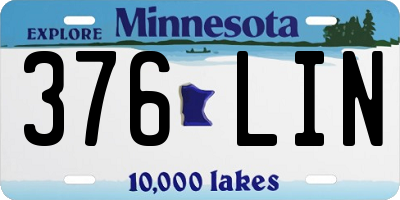 MN license plate 376LIN